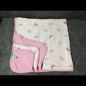 💖Aden & Anais Pink White Butterfly Dream Blanket